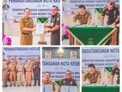 Penjabat Bupati Tulang bawang Drs Qudrotul Ikhwan MM lakukan Penandatanganan Nota Kesepakatan Antara Pemkab Tuba dan Kejaksaan negeri Tulang Bawang