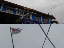 Lagi lagi kabupaten lahat , UPTD Puskesmas Saung Naga Kibarkan Bendera Merah Robek Dan Kusam