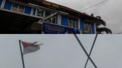 Lagi lagi kabupaten lahat , UPTD Puskesmas Saung Naga Kibarkan Bendera Merah Robek Dan Kusam