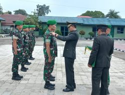Dandim Pimpin Upacara Korps Raport Kenaikan Pangkat 30 Personil Kodim 0210/TU