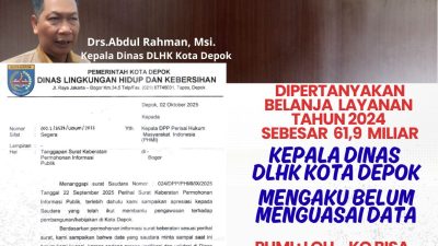 Dipertanyakan Belanja Layanan Th 2024 Sebesar 61,9 Miliar Kadis DLHK Depok Mengaku Belum Menguasai Data, PHMI: Loh.. Ko Bisa Jadi Kepala Dinas, Kenapa Anggaran Belanja Tetap Dilaksanakan?