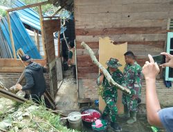 Koramil 22/Tarutung Lakukan Pembersihan dan Pendataan Rumah Rusak Berat di Desa Parbaju Julu dan Partali Julu