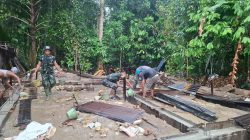 Hujan Tak Halangi Satgas TMMD Kodim 0210/TU Selesaikan Pembangunan RTLH di Desa Sjarango 