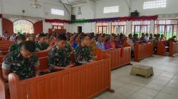 Satgas TMMD Kodim 0210/TU Ibadah Bersama Jemaat Gereja HKBP Sijarango