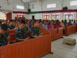 Satgas TMMD Kodim 0210/TU Ibadah Bersama Jemaat Gereja HKBP Sijarango